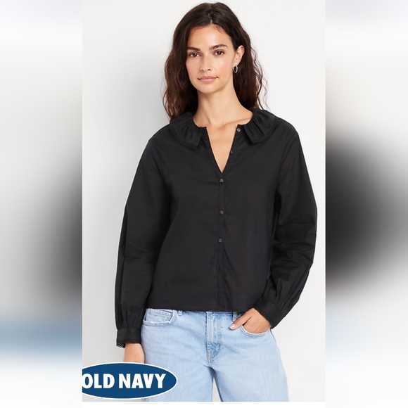 Old Navy Tops - Black top with ruffle collar